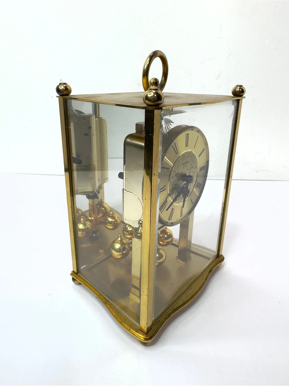 Kundo Quartz Brass Glass Mantel Clock West Germany Working, READ DESCRIPTION